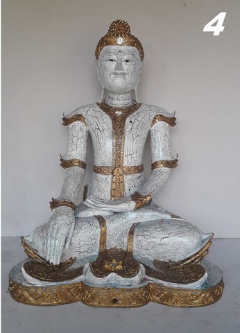BOUDDHA LAQUé BLANC STYLE MYANMAR